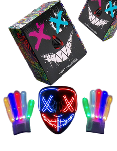 <span class=keywords><strong>Masque</strong></span> effrayant en polyester néon EL Wire pour cosplay, fête costumée, <span class=keywords><strong>carnaval</strong></span>, Halloween, avec LED PVC noir sanglant et lumineux - Product Image 4