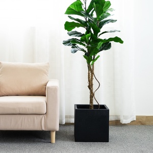 Grote Cement Fiber Glas Hand-Borstel Vierkante Outdoor <span class=keywords><strong>Planter</strong></span> Box Met Zwarte Verf Voor Tuin Decor - Product Image 3