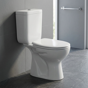 Inodoro de cerámica de lujo de dos piezas con conexión directa, blanco, con salida a pared (P-Trap) y salida a suelo (S-Trap), juego de calidad premium. - Product Image 2