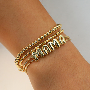 Pulsera de Moda para Mujer, Chapada en Oro de 18k, de Latón Liso con Burbujas, Combinación DIY, con <span class=keywords><strong>Accesorios</strong></span> de 26 Letras Inglesas - Product Image 4