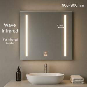 Nuevo Espejo Calefactor Cuadrado sin Marco de 500W con LED de Onda, Calentamiento Rápido, Calefactor Infrarrojo de Fibra de Carbono, Ventilación con Energía Solar - Product Image 4