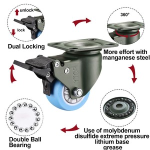 Roda resistente para móveis, militar, rotação de 1.5 polegadas/2 polegadas/360 graus, rotação para casa, com freio de travamento - Product Image 5