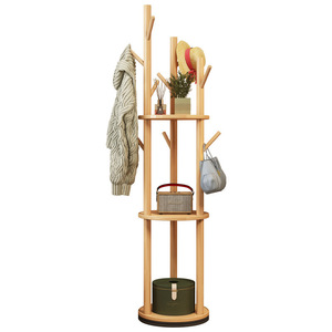 Solid wood coat <b>rack</b>, floor-standing, bedroom <b>clothes</b> <b>rack</b>, clothing storage <b>rack</b>, living room entrance household rotating - Product Image 5