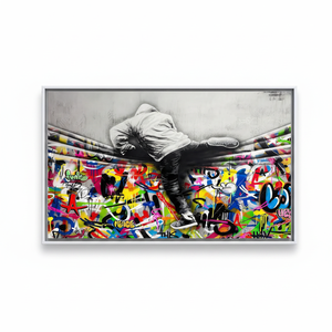 Urban Graffiti Climber Printed Canvas <b>Poster</b>, Modern Street Art Decor,WHITE <b>FRAMED</b> CANVAS - Product Image 2