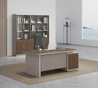 Bureau de direction moderne en forme de L, ensemble de bureaux de luxe pour PDG, directeur, patron, manager