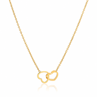 Collier minimaliste à double cœur entrelacé, plaqué or 18 carats, acier inoxydable poli, pendentif tendance, accessoire de mode pour femmes