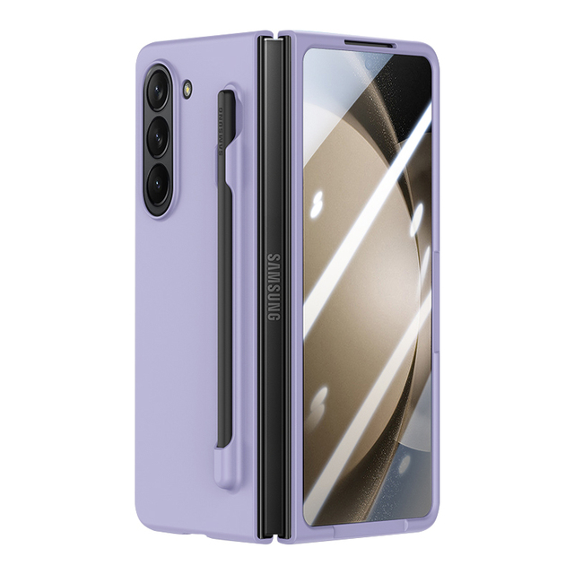 Hard PC Cover Z Fold 5 Mobile Phone case with Pen Slot Macron Anti-finger Phone Cases with Screen Protector for galaxy Z Fold 5