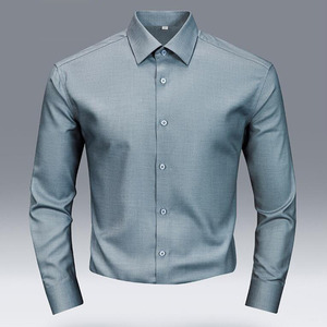 Camicie Lunghe di Alta Qualità in <span class=keywords><strong>Lana</strong></span> per Uomo, Vestibilità Slim, Camicia Formale Tinta Unita, Top da Lavoro Morbidi, Abbigliamento Elegante per Affari - Product Image 3