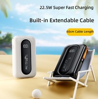 Câble rétractable pour le commerce électronique, charge super rapide 22,5 W, plastique, 10 000 mAh, source d'alimentation mobile promotionnelle