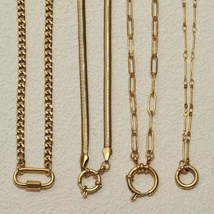 Bracelet et Collier Personnalisables en Acier Inoxydable 316L Plaqué Or PVD 14k 18k avec Breloque Mousqueton pour Bijoux DIY - Product Image 3