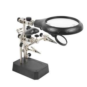 Lupa LED con lente de vidrio de 100 mm y 3 luces LED, soporte con abrazadera ajustable para reparación y herramienta de inspección electrónica - Product Image 3