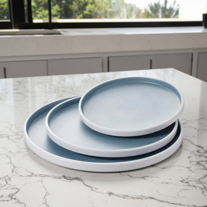 Offre Spéciale rond bon marché mélamine bleu et <span class=keywords><strong>blanc</strong></span> plaques - Product Image 4