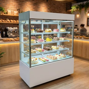 Étagère de présentation de pain pour boulangerie personnalisée, façade en verre plat, équipement réfrigéré sans buée, <span class=keywords><strong>vitrine</strong></span> réfrigérée pour gâteaux - Product Image 3