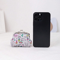 Dompet Koin Lipat Custom dengan Gantungan Kunci Mini, Dompet Lucu untuk Wanita, Kantong Uang Receh, Logo Dapat Disesuaikan