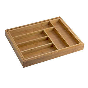 OEM Bamboo Utensil Divider Tray Organizer Flatware <strong>Cutlery</strong> Holder for Kitchen Drawer Storage Trays - Product Image 3