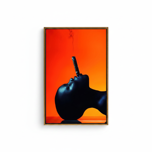 Bold <b>Black</b> Woman with Cigar Canvas Wall Art, Modern Home Decor,GOLD <b>FRAMED</b> CANVAS - Product Image 2