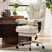 Chaise de bureau de direction ergonomique chauffante à 7 points de massage avec repose-pieds et accoudoirs réglables pour ordinateur