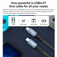 Cable USB4 PD 3.1 de 240W, 40Gbps, Video 8K60Hz, Carga Rápida de 5A, Cobre Puro, Trenzado de Nailon, para MacBook Pro, iPhone 16, Thunderbolt