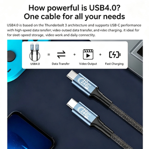 สาย USB4 240W PD 3.1 รองรับ 40Gbps 8K60Hz วิดีโอ ชาร์จเร็ว 5A สายถักไนลอนทองแดงแท้ สำหรับ MacBook Pro <span class=keywords><strong>iPhone</strong></span> 16 รองรับ Thunderbolt - Product Image 4