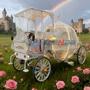 Carruaje Eléctrico de Lujo Blanco Estilo Cenicienta con Toldo Impermeable para Bodas y Eventos Temáticos - Product Image 3