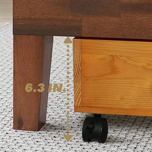Cassetto portaoggetti in legno massello con 4 ruote per sottoletto, organizer per camera da letto con maniglia, contenitore portaoggetti per vestiti - Product Image 3