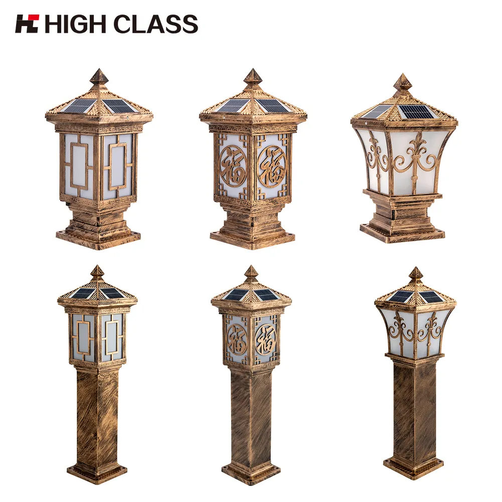 HIGH CLASS High Quality Classical Modern ABS Waterproof Outdoor Garden LED Solar Pillar Light