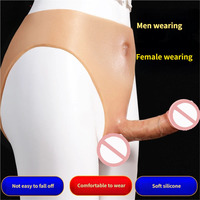 Pantalones con Dildo de Silicona de Gran Tamaño, Estilo Flocking, para Masturbación Masculina