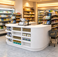 Comptoir de caisse moderne en bois, simple et compact, pour supermarchés, magasins de proximité, pharmacies pour bébés, snack-bars et papeteries