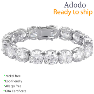 Bracciale da <span class=keywords><strong>Uomo</strong></span> Trendy ed Esagerato in <span class=keywords><strong>Argento</strong></span> Sterling <span class=keywords><strong>925</strong></span> con Chiusura in Moissanite VVS 4CT, Certificato GRA, Ideale come Regalo - Product Image 1