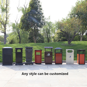 Lớn Ngoài Trời Công Viên Thương Mại Huyện Thùng Rác Bin 50L Cảm Ứng Vỏ Hộp Tính Năng Nhựa Gỗ + Mạ Kẽm Tấm Thùng Rác Có Thể - Product Image 3