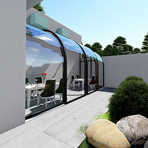 เรือนกระจกแก้วทันสมัยหลังคาโค้งสำหรับพื้นที่กลางแจ้งของวิลล่า - Product Image 1