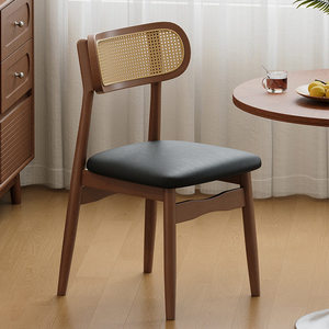 <span class=keywords><strong>Chaise</strong></span> de salle à manger en rotin rétro vintage avec dossier haut de gamme, design français noir, pas d'assemblage requis, utilisation en intérieur - Product Image 2