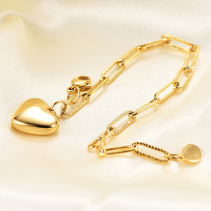 Bracelet en acier inoxydable en forme de cœur, couleur or, bijoux à breloques, cadeau pour femmes - Product Image 3