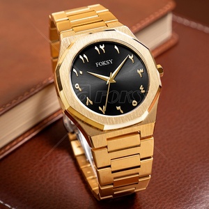 Đồng hồ nam có số Ả Rập Nhật Bản Miyota Quartz Logo tùy chỉnh màu đen với dây đeo bằng thép không gỉ - Product Image 5