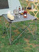 Table de camping pliable en aluminium léger, portable, pliable, pour pique-nique en plein air, structure stable avec sac de transport pour le camping