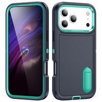 Coque antichoc 3-en-1 pour iPhone 15 Pro Max avec béquille intégrée, compatible iPhone 17 Pro Max, coque rigide ultra-résistante