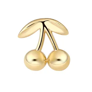 Eternal Metal 14K Solid Gold Cherry Shaped Threadless Ends Piercing Jewelry
