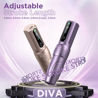 POPU Diva Draadloze PMU Tattoo Machine Verstelbare Slag 2.0-3.5mm Coreless Motor OLED Scherm RCA Type-C Permanente Make-up Pen