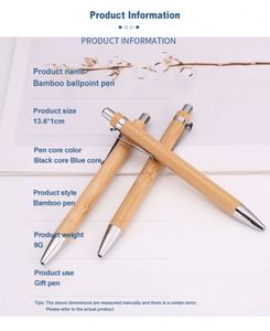 Étui à stylos en bambou écologique à prix abordable avec logo personnalisé, encre noire de 1,0 mm pour le bureau et l'école - Product Image 3
