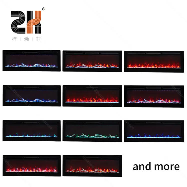 Yüksek kalite en iyi 30 "36" 42 "50" 60 "72" dekoratif alev duvara monte gömme LED ısıtıcı elektrikli şömineler
