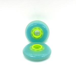 Nhà máy bán OEM 74A 76A mềm độ cứng siêu bền cao phục hồi PU đúc 80mm Hai Lớp tốc độ Inline Hockey Skate bánh xe - Product Image 3