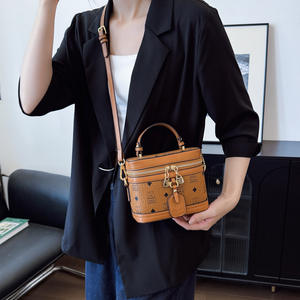 Sac à main fourre-tout décontracté durable, motif géométrique imprimé, fermeture éclair, sac portable en forme de boîte, doublure en polyester PU, bandoulière pour femme - Product Image 2