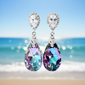 Pendientes de cristal Beeb con forma de gota de agua azul marino, plata 925 chapada en rodio, joyería clásica de boda para mujer - Product Image 2