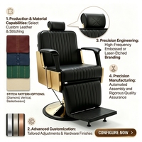 Fauteuil de Barbier Traditionnel FANJIE Inclinable avec Pompe Hydraulique, Repose-Pieds Pliant, Base en Cuir PVC, Cadre en Fer – Idéal pour Salon de Coiffure Commercial