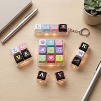 Porte-clés jouet anti-stress mécanique en forme de capuchon de clavier, mini bouton à presser sensoriel, jouet anti-stress avec base LED en plastique PLA pour pendentif de sac