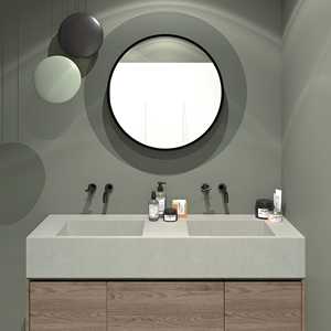 Wholesale rectangular washbasin light gray cabinet wash basin concrete double bathroom sink