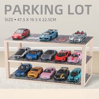 Miniature à l'échelle 1/64, garage de stationnement rectangulaire de luxe en acrylique, fait main et personnalisé, avec éclairage LED, 6 places de stationnement