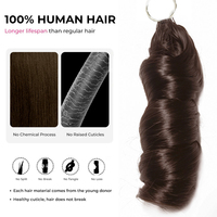 ISEE Nouveau # 4 mèches de cheveux humains 100% naturels, couleur brun chocolat, style French Spring Curl, pour tresses bohèmes, avec nœuds invisibles Miracle Knots.