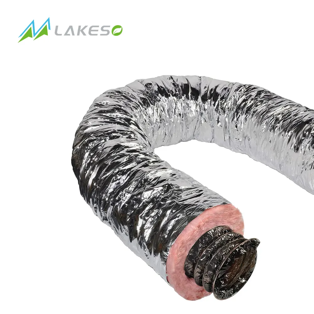 Lakeso HVAC linh hoạt Duct tất cả các kích cỡ R6 R8 cách điện Duct cách điện sợi thủy tinh linh hoạt Duct