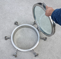 Couvre-trou d'accès sanitaire rond en acier inoxydable 304/316 de qualité alimentaire avec verre de visualisation intégral KQ Factory